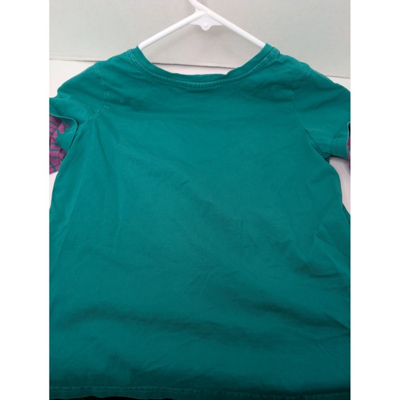 Hanna Andersson Girls Green Flower Applique Layered Long Sleeve Tee Shirt 140 - Picture 8 of 8